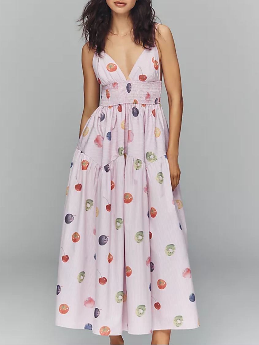 Anthropologie En Saison Fruit Medley Midi Dress Xs Nwt